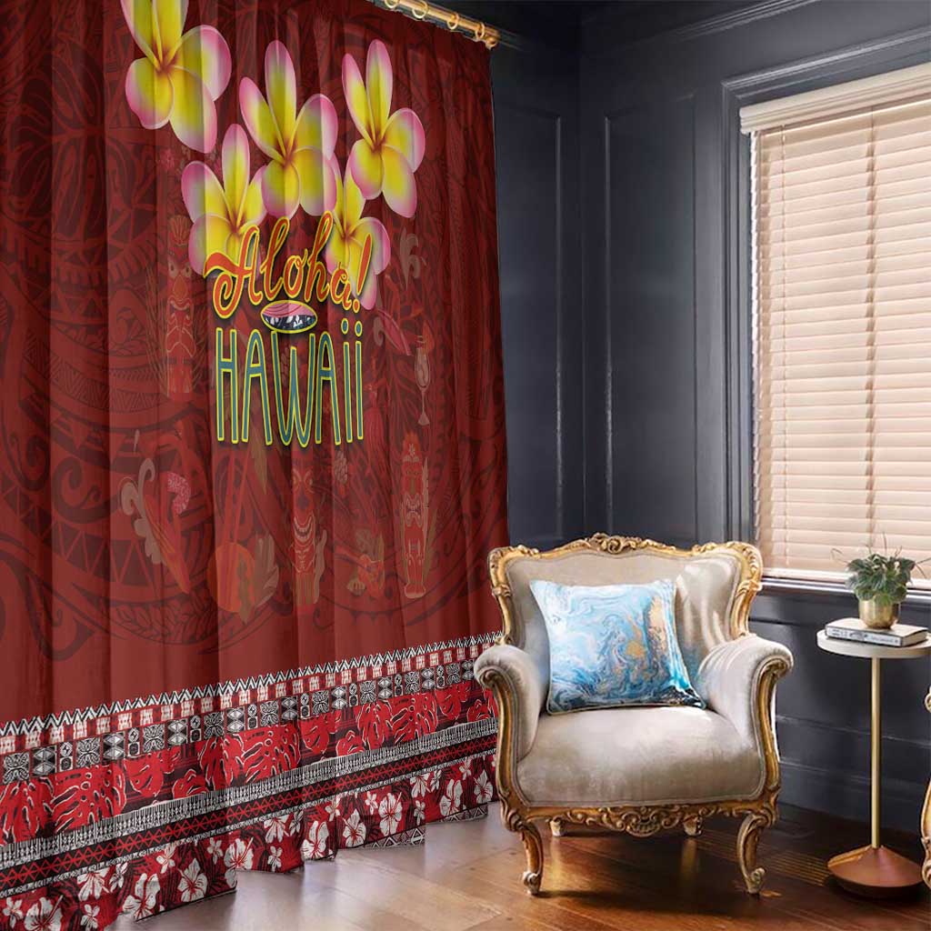 Aloha Plumeria Flowers Window Curtain With Hawaiian Style Tapa Tribal LT03 - Polynesian Pride