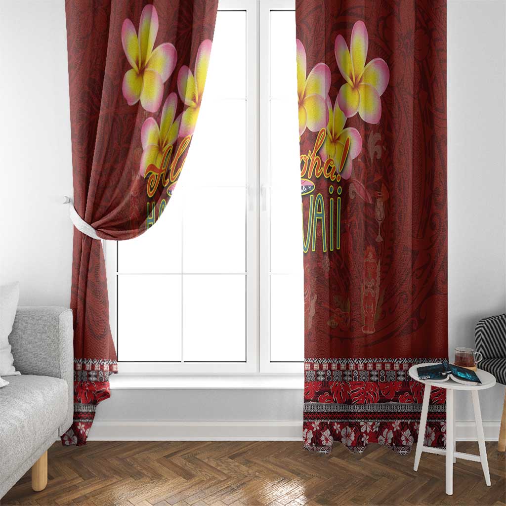 Aloha Plumeria Flowers Window Curtain With Hawaiian Style Tapa Tribal LT03 - Polynesian Pride
