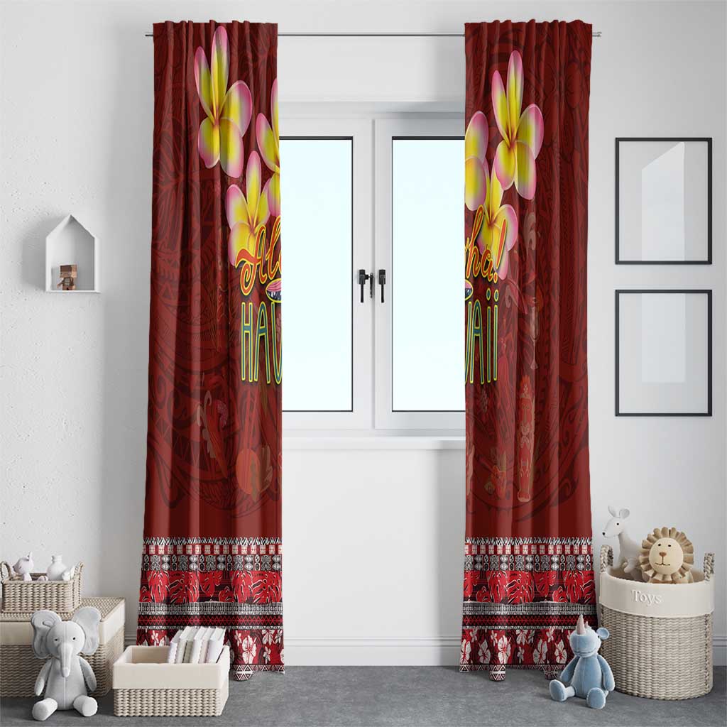 Aloha Plumeria Flowers Window Curtain With Hawaiian Style Tapa Tribal LT03 - Polynesian Pride