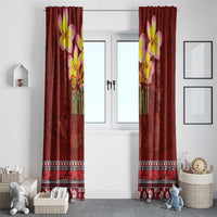 Aloha Plumeria Flowers Window Curtain With Hawaiian Style Tapa Tribal LT03 - Polynesian Pride
