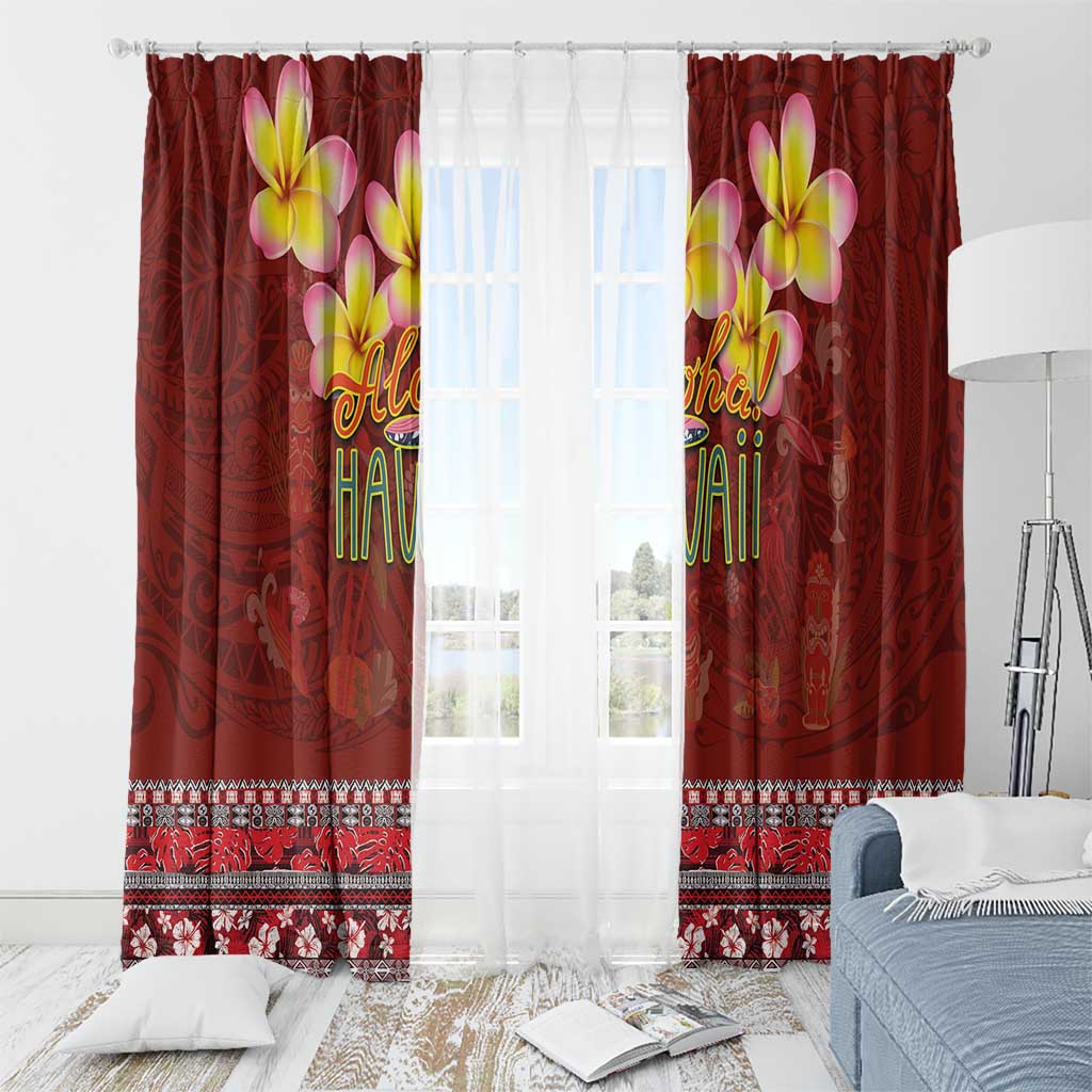 Aloha Plumeria Flowers Window Curtain With Hawaiian Style Tapa Tribal LT03 - Polynesian Pride