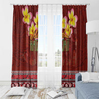 Aloha Plumeria Flowers Window Curtain With Hawaiian Style Tapa Tribal LT03 - Polynesian Pride
