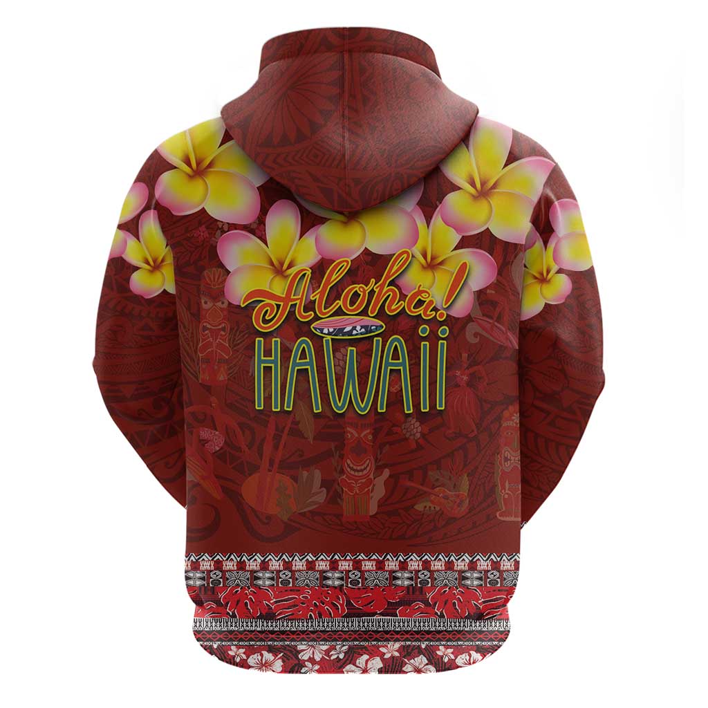Aloha Plumeria Flowers Zip Hoodie With Hawaiian Style Tapa Tribal