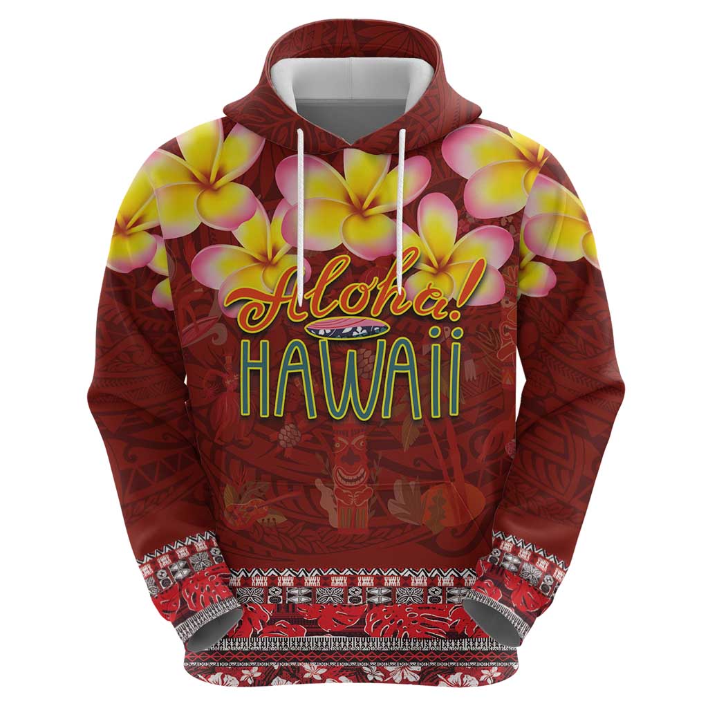 Aloha Plumeria Flowers Zip Hoodie With Hawaiian Style Tapa Tribal