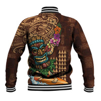 Hawaiian Tiki Mask Surfing Kakau Pattern Baseball Jacket LT03 - Polynesian Pride