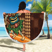 Hawaiian Tiki Mask Surfing Kakau Pattern Beach Blanket LT03 - Polynesian Pride