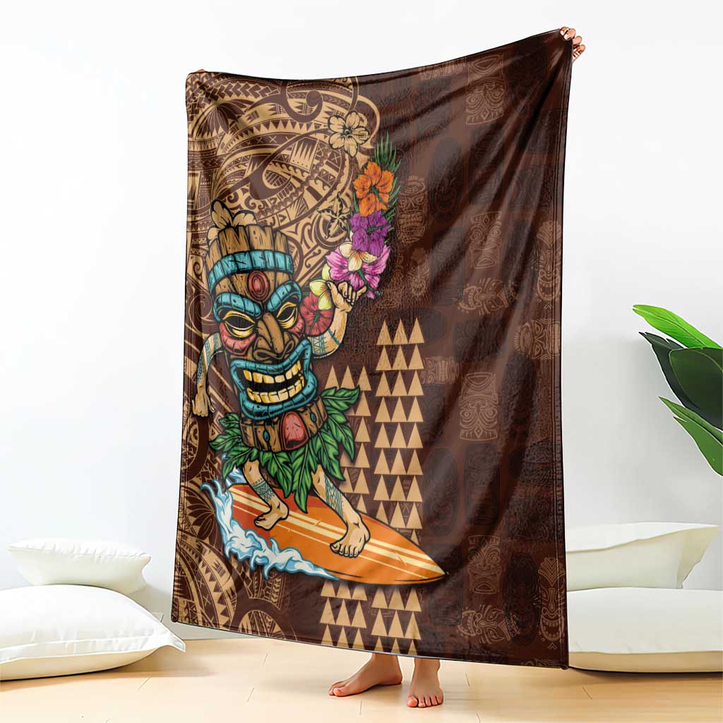 Hawaiian Tiki Mask Surfing Kakau Pattern Blanket LT03 - Polynesian Pride