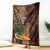 Hawaiian Tiki Mask Surfing Kakau Pattern Blanket