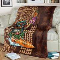 Hawaiian Tiki Mask Surfing Kakau Pattern Blanket LT03 - Polynesian Pride