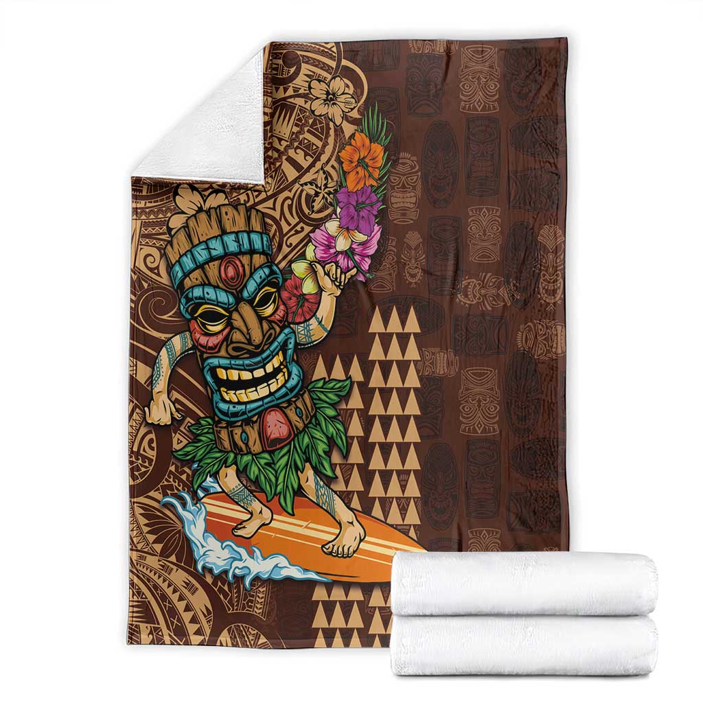 Hawaiian Tiki Mask Surfing Kakau Pattern Blanket LT03 - Polynesian Pride