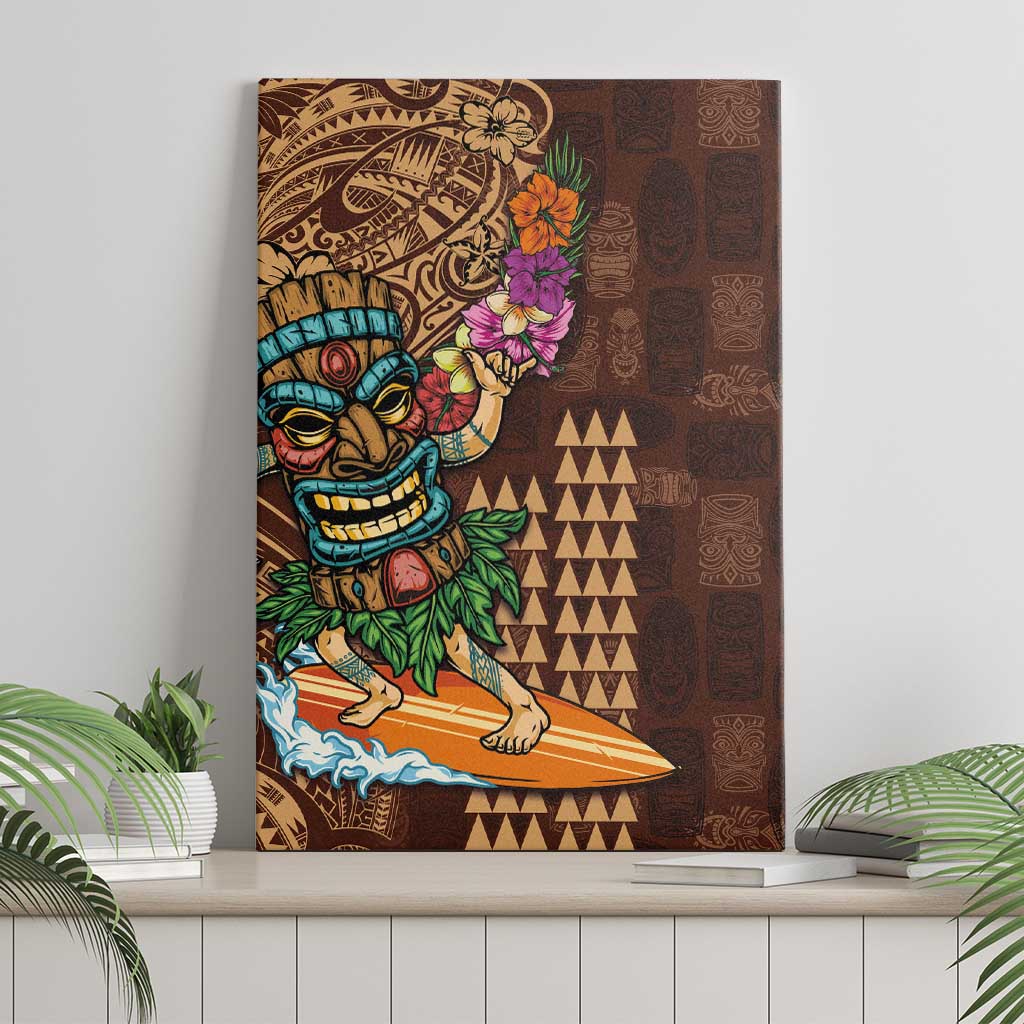 Hawaiian Tiki Mask Surfing Kakau Pattern Canvas Wall Art LT03 - Polynesian Pride