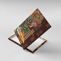 Hawaiian Tiki Mask Surfing Kakau Pattern Canvas Wall Art LT03 With Frame Brown - Polynesian Pride