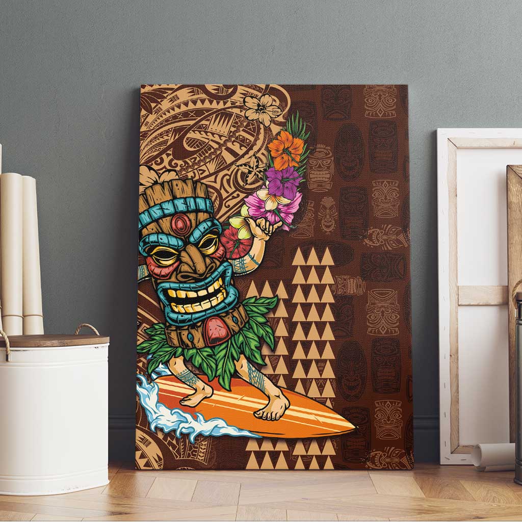 Hawaiian Tiki Mask Surfing Kakau Pattern Canvas Wall Art LT03 - Polynesian Pride