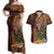 Hawaiian Tiki Mask Surfing Kakau Pattern Couples Matching Off Shoulder Maxi Dress and Hawaiian Shirt