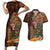 Hawaiian Tiki Mask Surfing Kakau Pattern Couples Matching Short Sleeve Bodycon Dress and Hawaiian Shirt