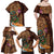 Hawaiian Tiki Mask Surfing Kakau Pattern Family Matching Off Shoulder Maxi Dress and Hawaiian Shirt