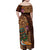 Hawaiian Tiki Mask Surfing Kakau Pattern Family Matching Off Shoulder Maxi Dress and Hawaiian Shirt