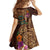 Hawaiian Tiki Mask Surfing Kakau Pattern Family Matching Off Shoulder Short Dress and Hawaiian Shirt