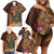 Hawaiian Tiki Mask Surfing Kakau Pattern Family Matching Off Shoulder Short Dress and Hawaiian Shirt