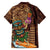 Hawaiian Tiki Mask Surfing Kakau Pattern Family Matching Off Shoulder Short Dress and Hawaiian Shirt