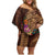 Hawaiian Tiki Mask Surfing Kakau Pattern Family Matching Off Shoulder Short Dress and Hawaiian Shirt