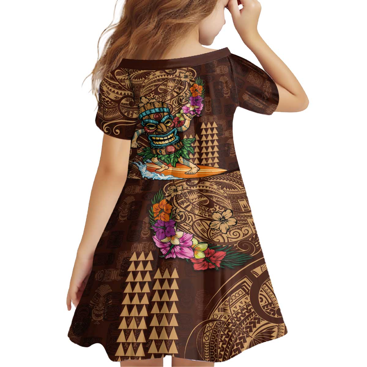 Hawaiian Tiki Mask Surfing Kakau Pattern Family Matching Puletasi and Hawaiian Shirt LT03 - Polynesian Pride