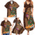 Hawaiian Tiki Mask Surfing Kakau Pattern Family Matching Summer Maxi Dress and Hawaiian Shirt