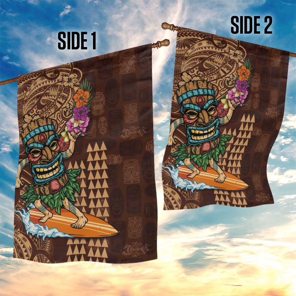 Hawaiian Tiki Mask Surfing Kakau Pattern Garden Flag LT03 - Polynesian Pride