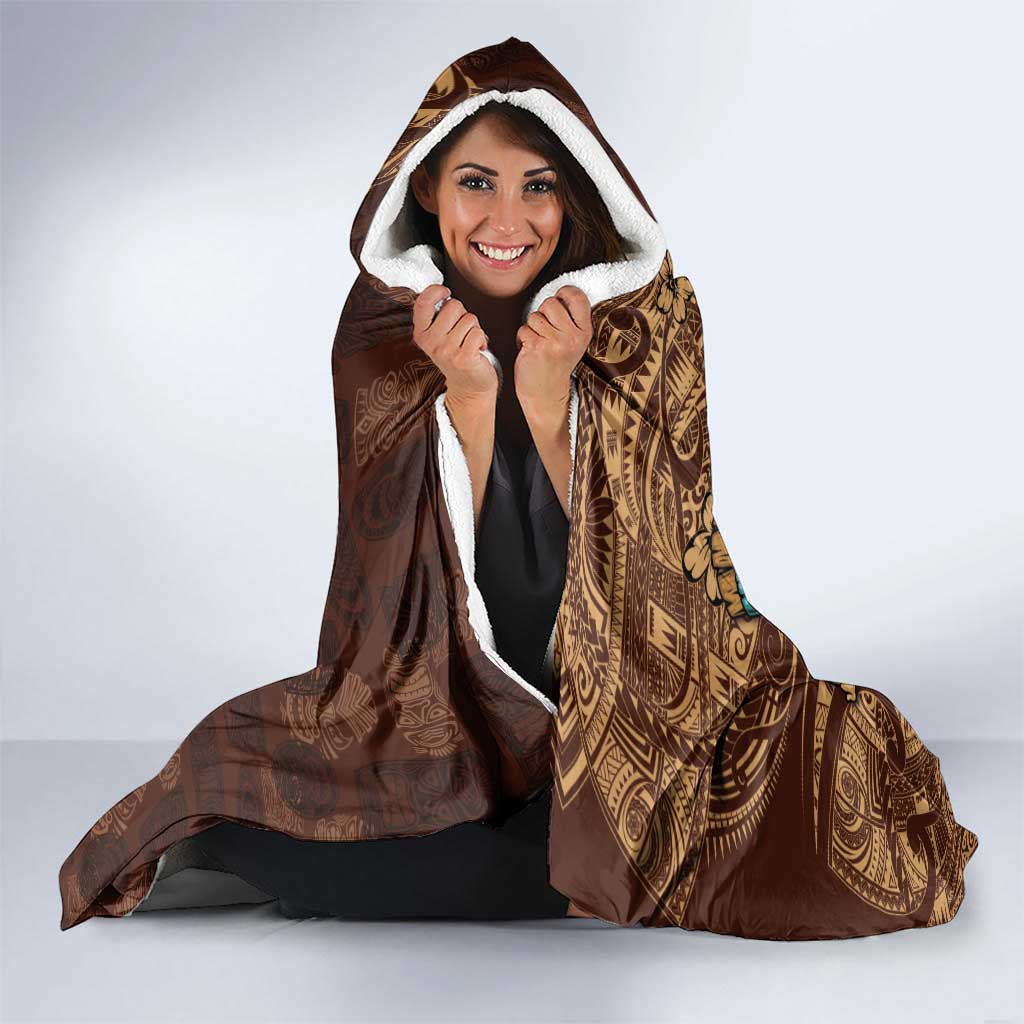 Hawaiian Tiki Mask Surfing Kakau Pattern Hooded Blanket LT03 - Polynesian Pride