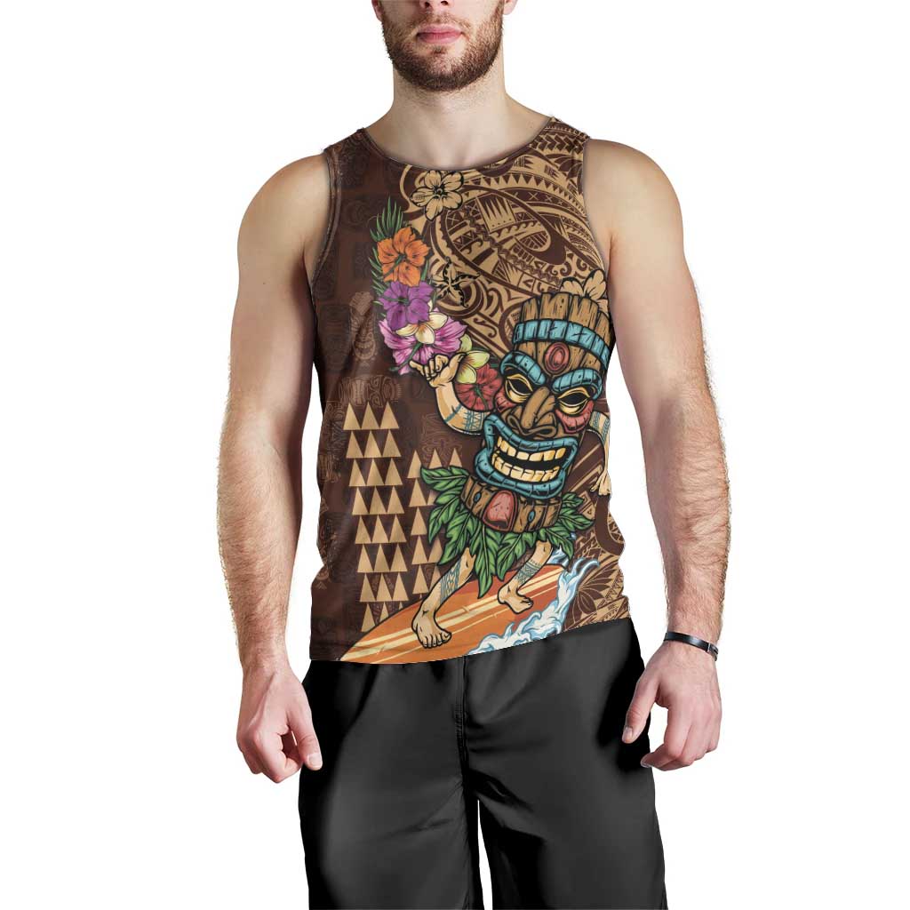 Hawaiian Tiki Mask Surfing Kakau Pattern Men Tank Top LT03 - Polynesian Pride