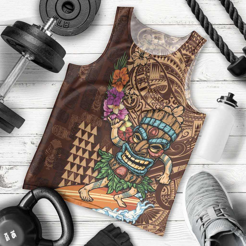 Hawaiian Tiki Mask Surfing Kakau Pattern Men Tank Top LT03 - Polynesian Pride