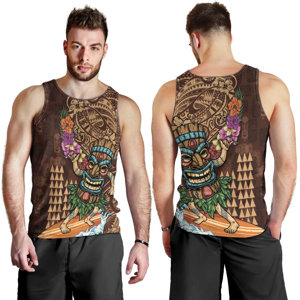 Hawaiian Tiki Mask Surfing Kakau Pattern Men Tank Top LT03 - Polynesian Pride