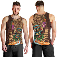 Hawaiian Tiki Mask Surfing Kakau Pattern Men Tank Top LT03 - Polynesian Pride