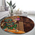 Hawaiian Tiki Mask Surfing Kakau Pattern Round Carpet