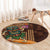 Hawaiian Tiki Mask Surfing Kakau Pattern Round Carpet