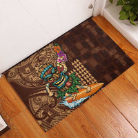 Hawaiian Tiki Mask Surfing Kakau Pattern Rubber Doormat LT03 - Polynesian Pride