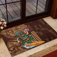 Hawaiian Tiki Mask Surfing Kakau Pattern Rubber Doormat LT03 - Polynesian Pride