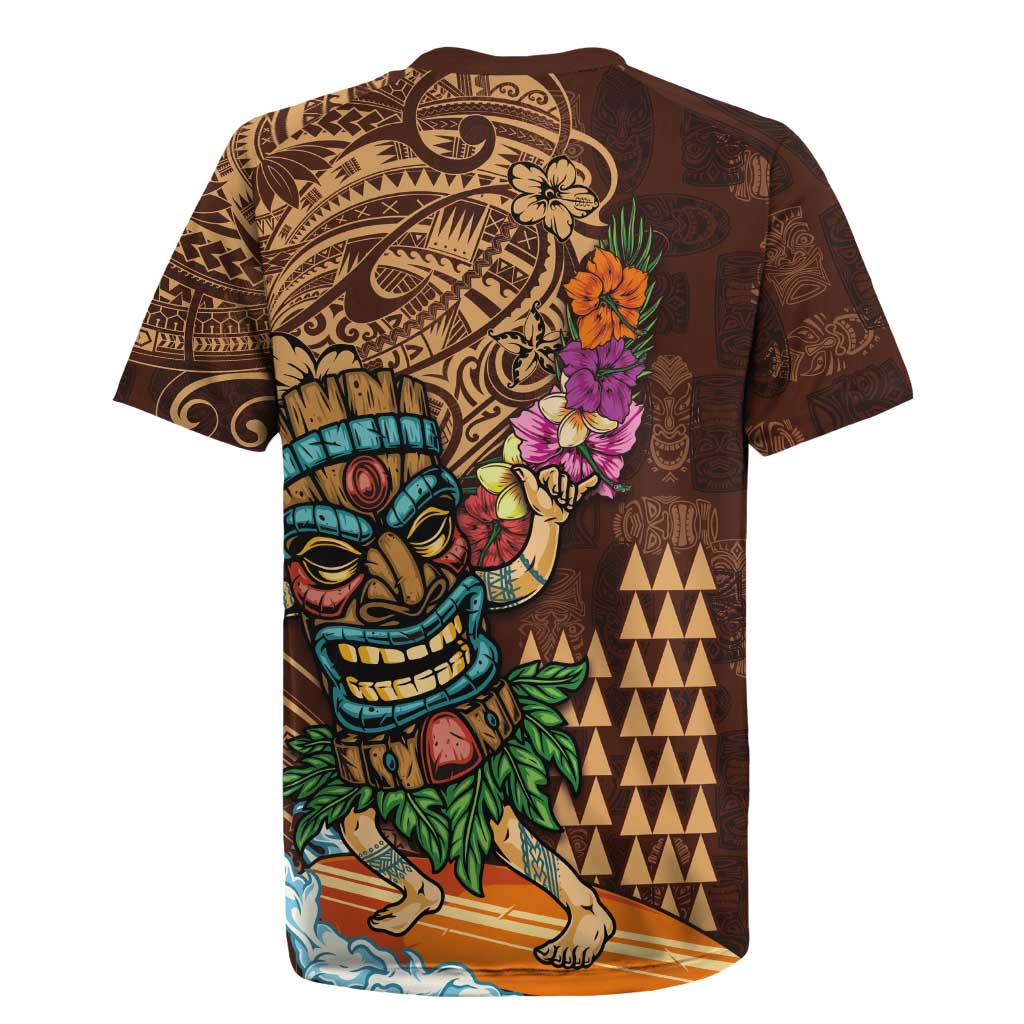 Hawaiian Tiki Mask Surfing Kakau Pattern Rugby Jersey LT03 - Polynesian Pride