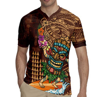 Hawaiian Tiki Mask Surfing Kakau Pattern Rugby Jersey LT03 - Polynesian Pride