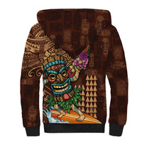 Hawaiian Tiki Mask Surfing Kakau Pattern Sherpa Hoodie LT03 - Polynesian Pride