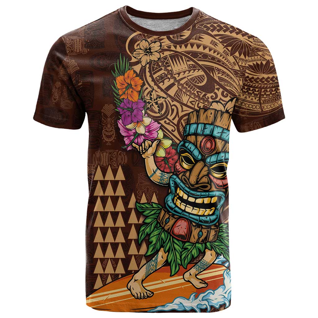 Hawaiian Tiki Mask Surfing Kakau Pattern T Shirt