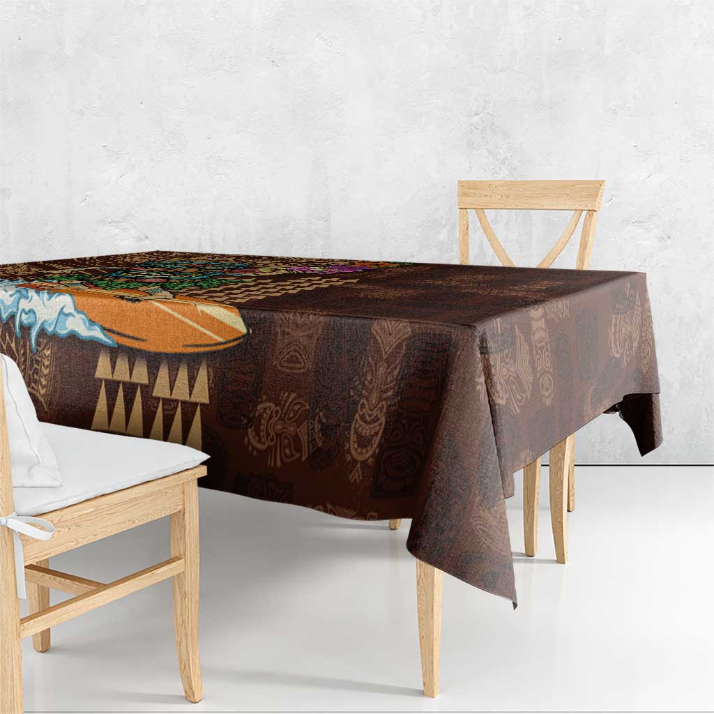 Hawaiian Tiki Mask Surfing Kakau Pattern Tablecloth LT03 - Polynesian Pride
