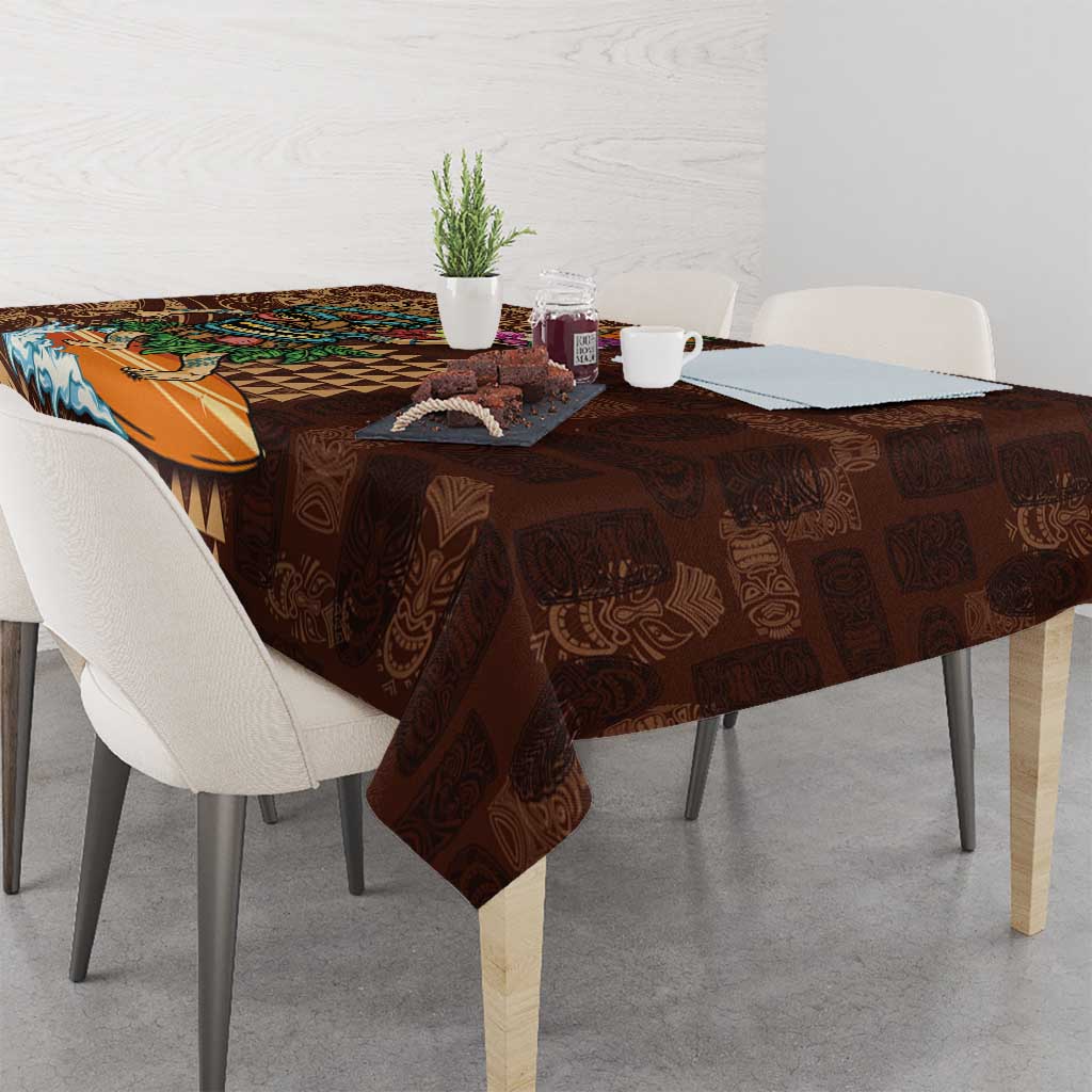 Hawaiian Tiki Mask Surfing Kakau Pattern Tablecloth LT03 - Polynesian Pride