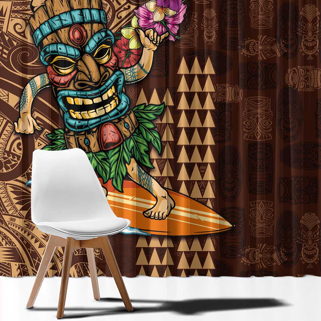 Hawaiian Tiki Mask Surfing Kakau Pattern Window Curtain LT03 - Polynesian Pride