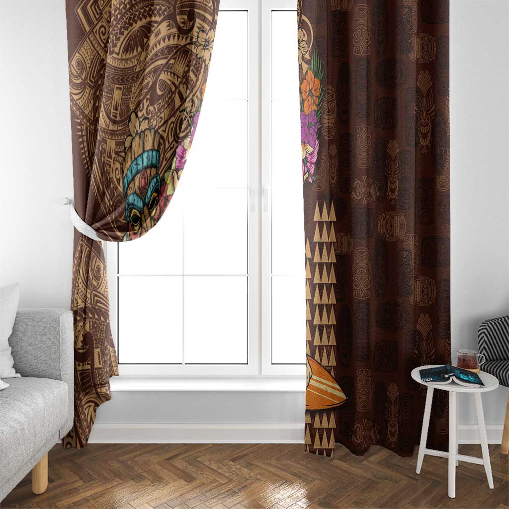 Hawaiian Tiki Mask Surfing Kakau Pattern Window Curtain LT03 - Polynesian Pride