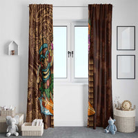 Hawaiian Tiki Mask Surfing Kakau Pattern Window Curtain LT03 - Polynesian Pride