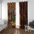 Hawaiian Tiki Mask Surfing Kakau Pattern Window Curtain