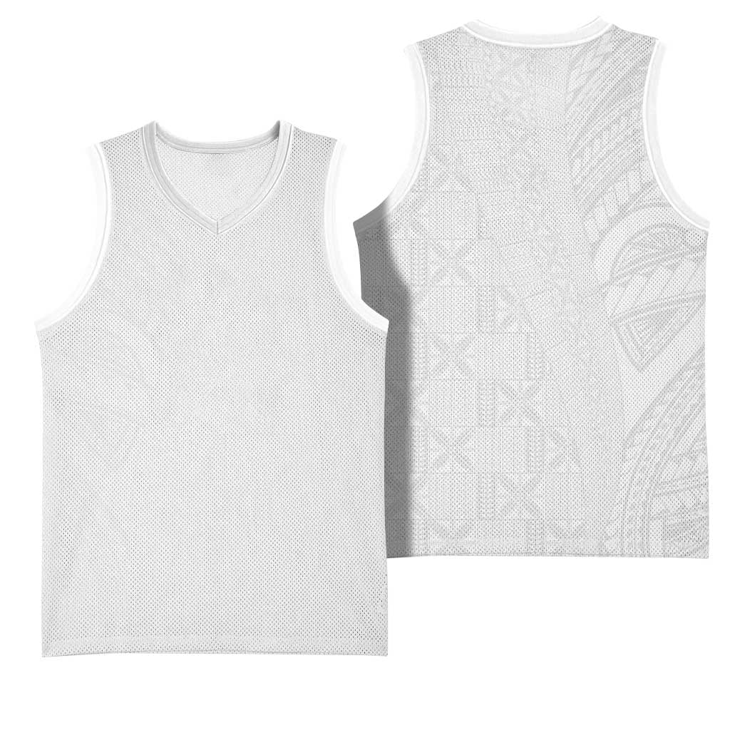 Niue White Sunday Basketball Jersey Hiapo Tribal Art Tattoos LT03 - Polynesian Pride