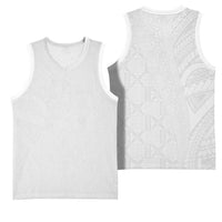 Niue White Sunday Basketball Jersey Hiapo Tribal Art Tattoos LT03 - Polynesian Pride