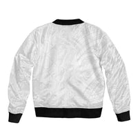 Niue White Sunday Bomber Jacket Hiapo Tribal Art Tattoos - Polynesian Pride